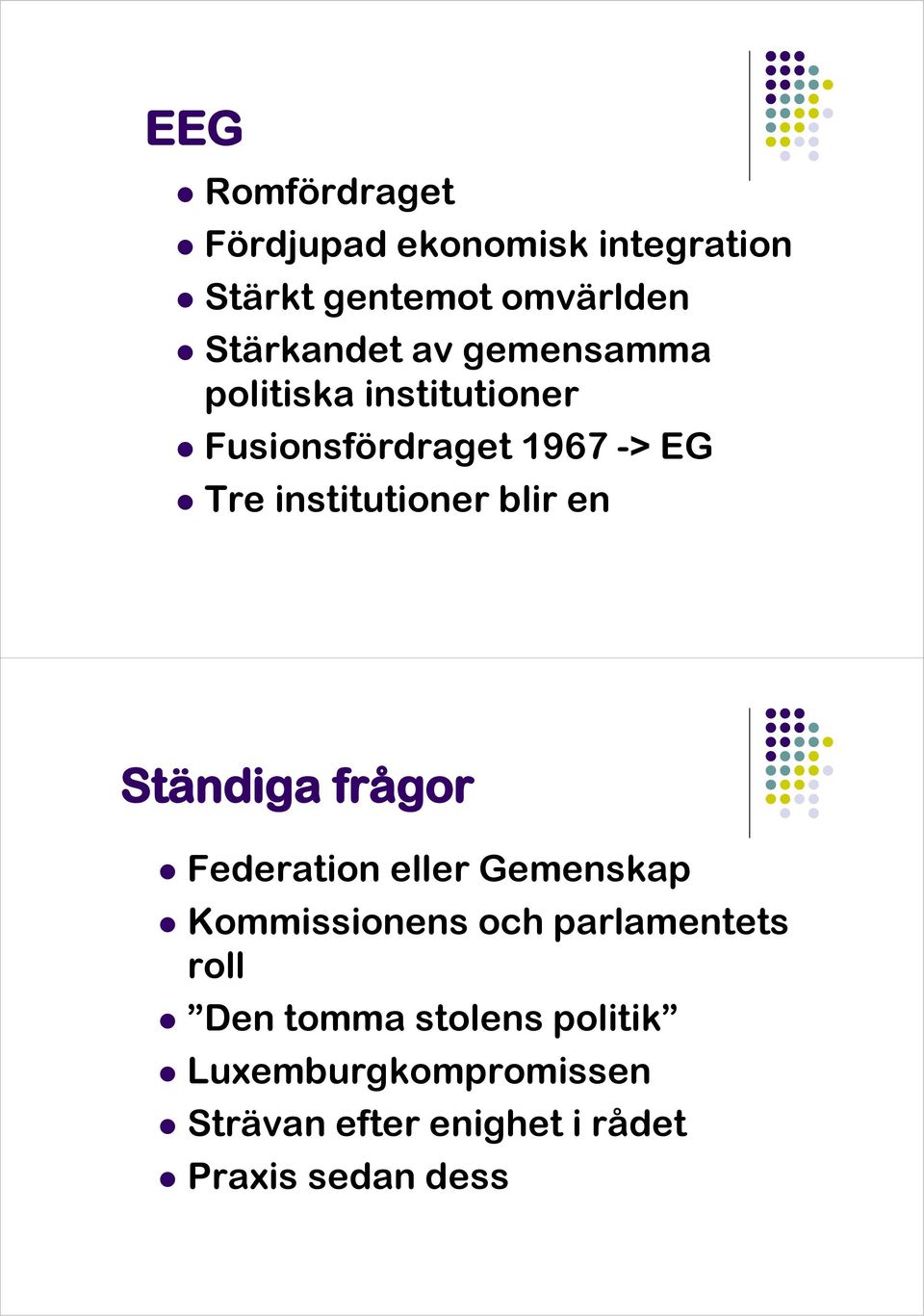 blir en Ständiga frågor Federation eller Gemenskap Kommissionens och parlamentets roll