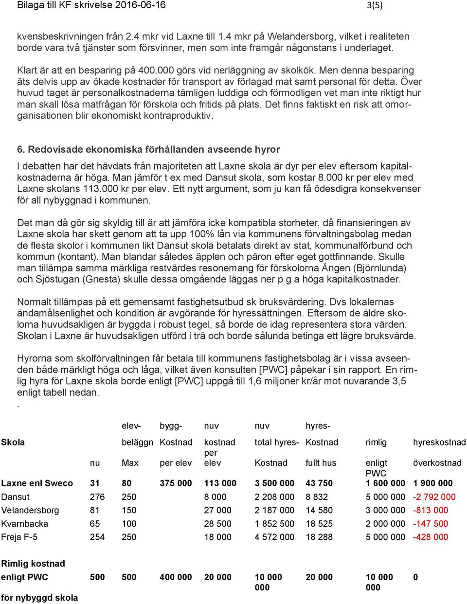 Men denna besparing äts delvis upp av ökade kostnader för transport av förlagad mat samt personal för detta.