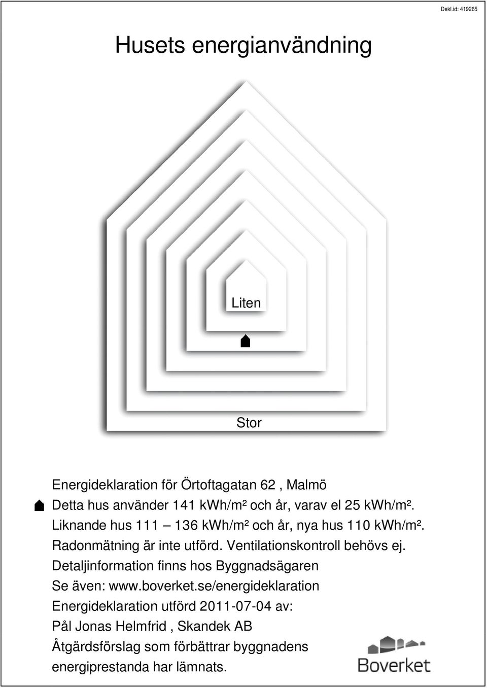 Ventilationskontroll behövs ej. Detaljinformation finns hos Byggnadsägaren Se även: www.boverket.