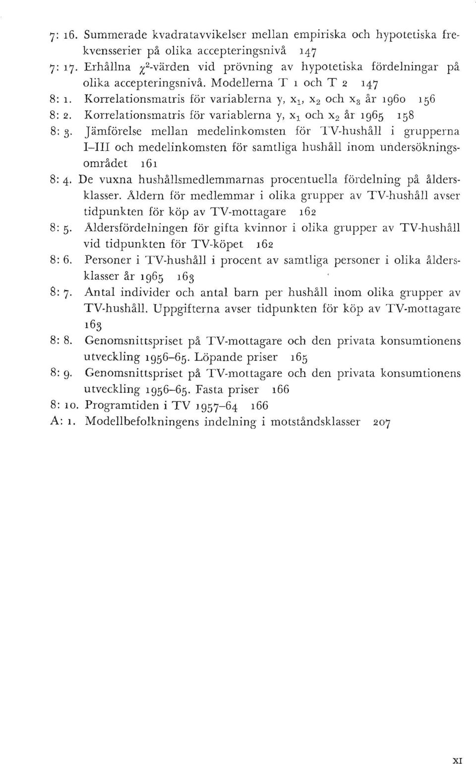 Modellerna T l och T 2 147 8: l. Korrelationsmatris för variablerna y, Xv X2 och X 3 år 1960 156 8: 2. Korrelationsmatris för variablerna y, Xl och X2 år 1965 158 8: 3.