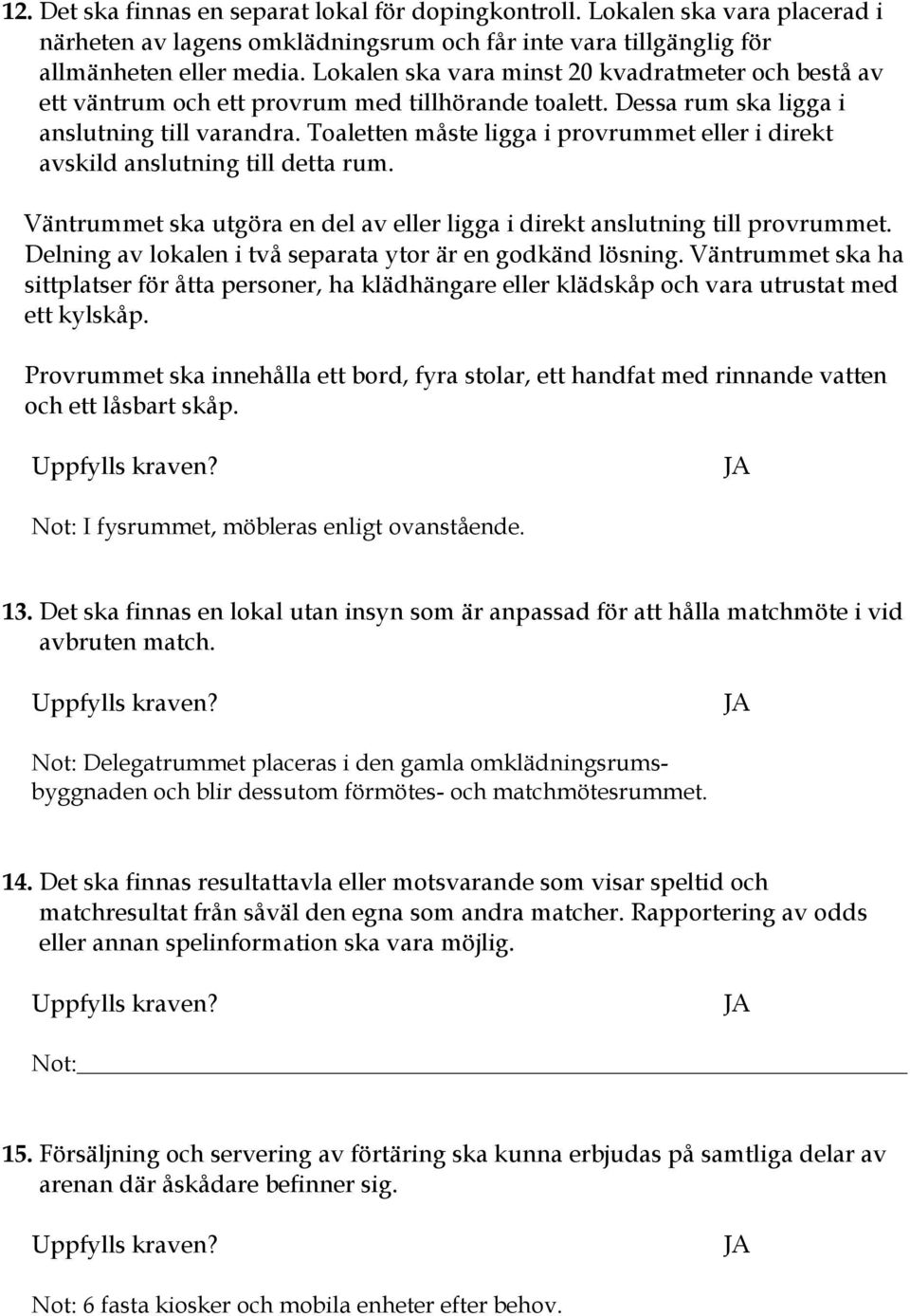 Toaletten måste ligga i provrummet eller i direkt avskild anslutning till detta rum. Väntrummet ska utgöra en del av eller ligga i direkt anslutning till provrummet.