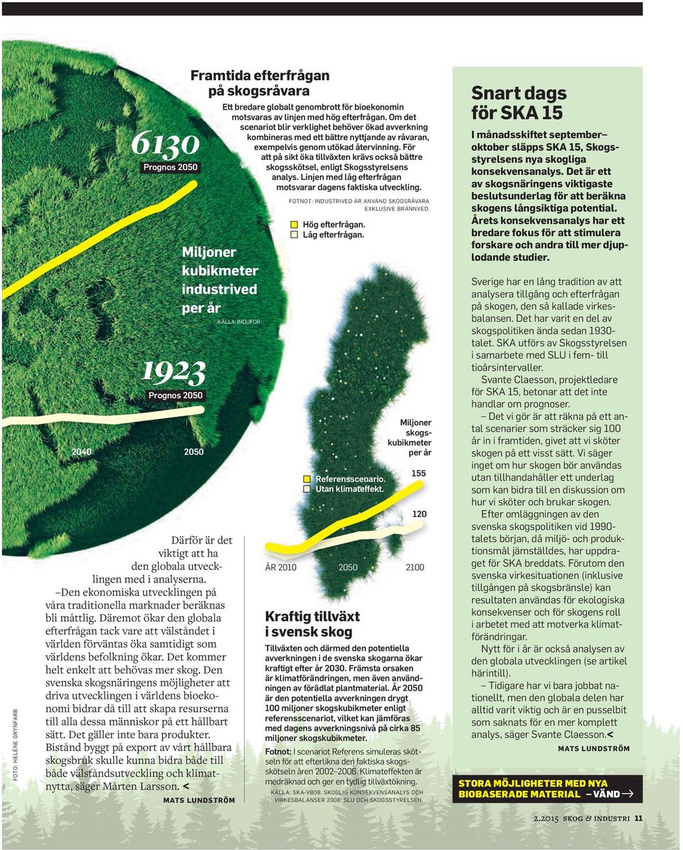 Däremot ökar den globala efterfrågan tack vare att välståndet i världen förväntas öka samtidigt som världens befolkning ökar. Det kommer helt enkelt att behövas mer skog.