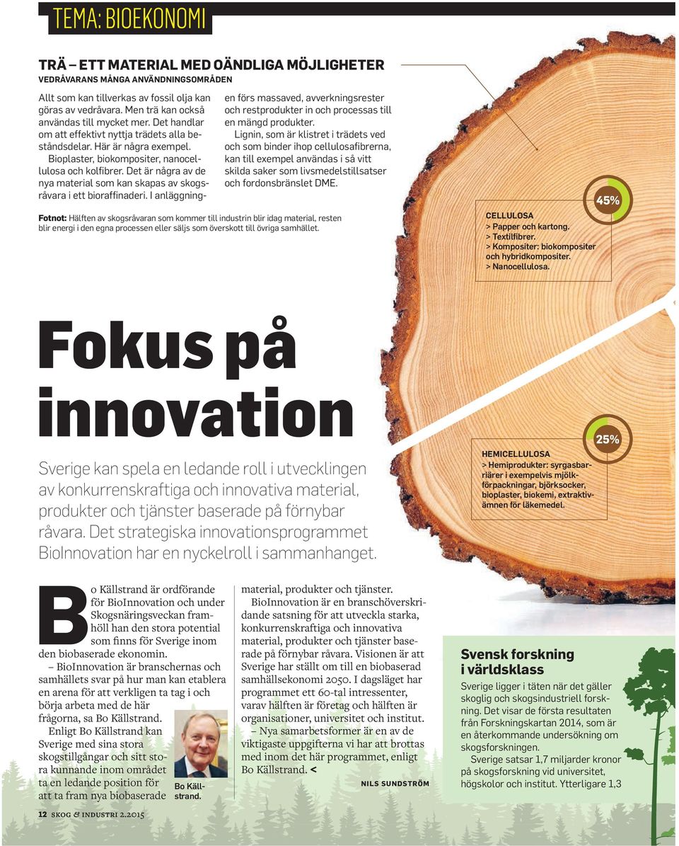 Det är några av de nya material som kan skapas av skogsråvara i ett bioraffinaderi. I anläggningen förs massaved, avverkningsrester och restprodukter in och processas till en mängd produkter.