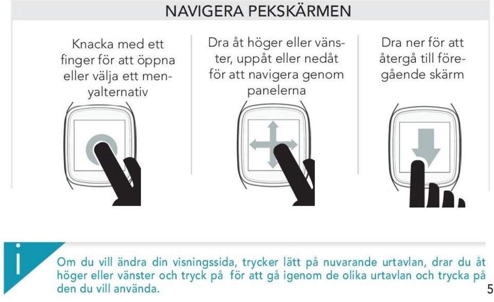 föregående skärm Om du vill ändra din visningssida, trycker lätt på nuvarande urtavlan, drar du åt