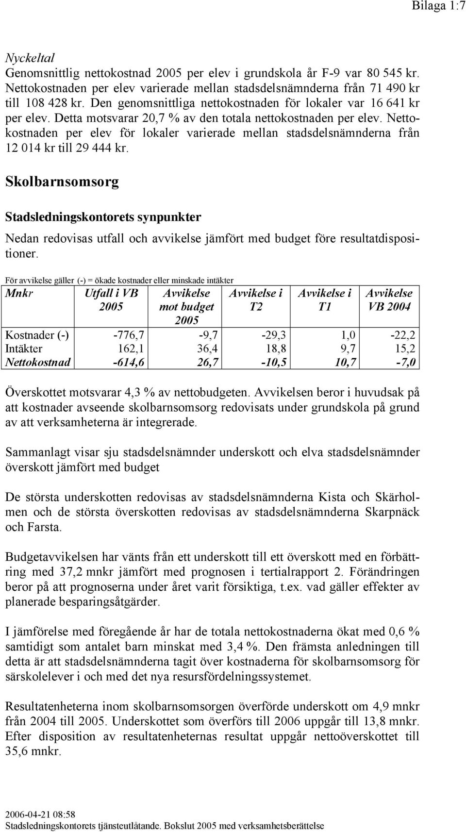 Nettokostnaden per elev för lokaler varierade mellan stadsdelsnämnderna från 12 014 kr till 29 444 kr.