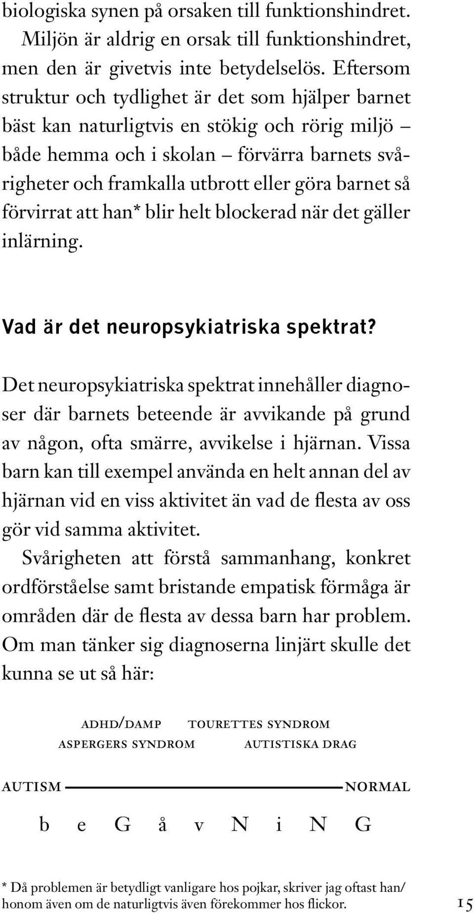 så förvirrat att han* blir helt blockerad när det gäller inlärning. Vad är det neuropsykiatriska spektrat?