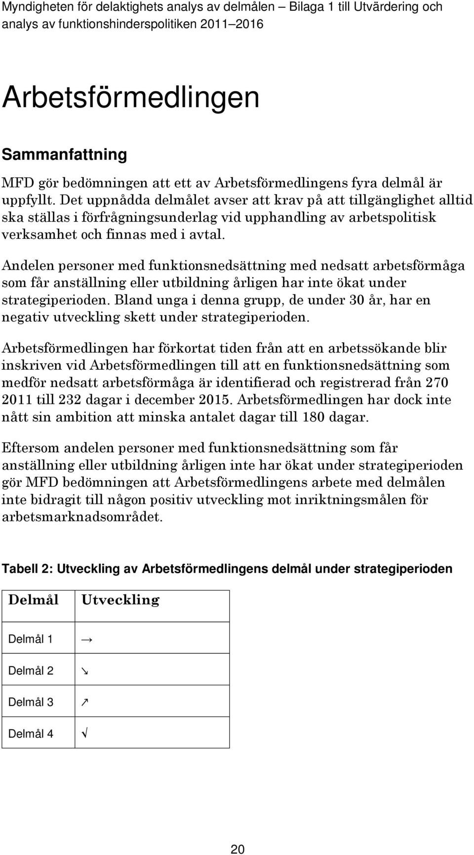 Andelen personer med funktionsnedsättning med nedsatt arbetsförmåga som får anställning eller utbildning årligen har inte ökat under strategiperioden.