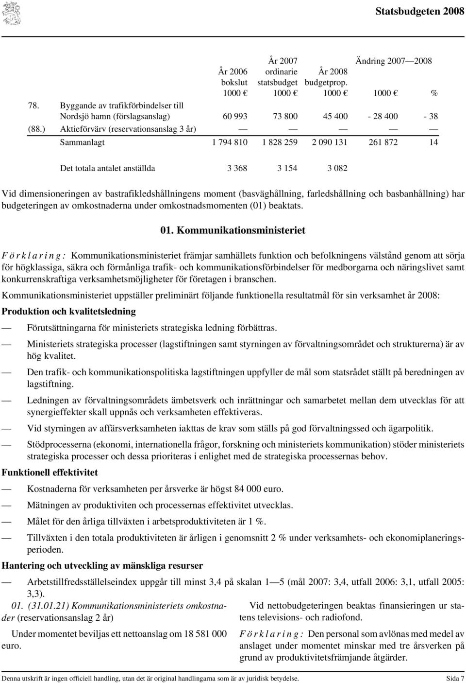 (basväghållning, farledshållning och basbanhållning) har budgeteringen av omkostnaderna under omkostnadsmomenten (01) beaktats. 01.