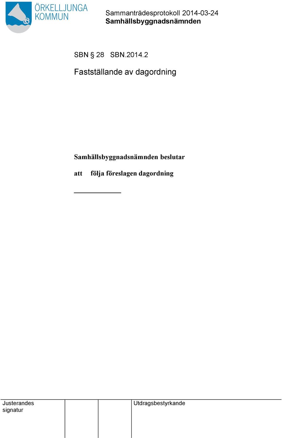 dagordning beslutar