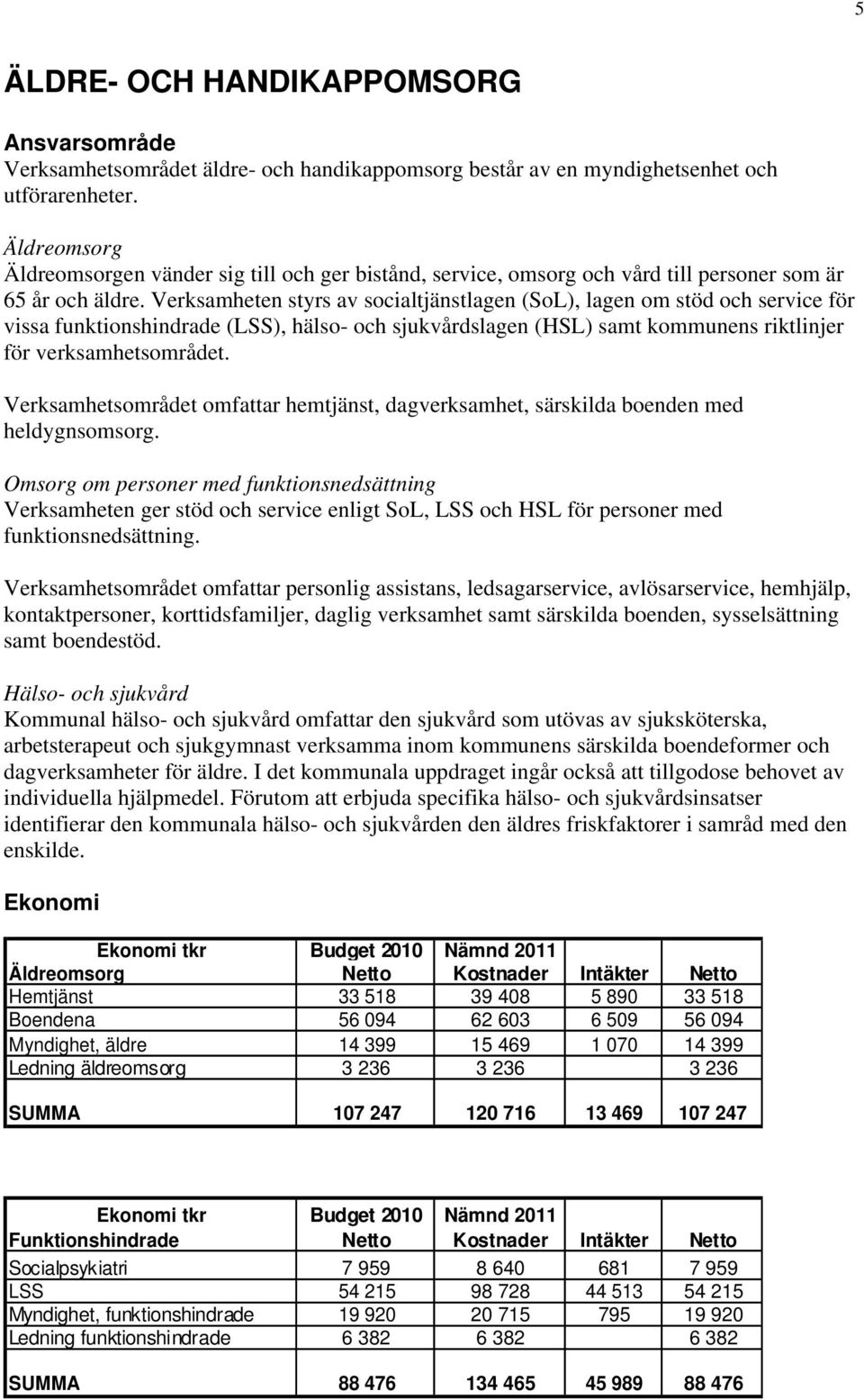 Verksamheten styrs av socialtjänstlagen (SoL), lagen om stöd och service för vissa funktionshindrade (LSS), hälso- och sjukvårdslagen (HSL) samt kommunens riktlinjer för verksamhetsområdet.