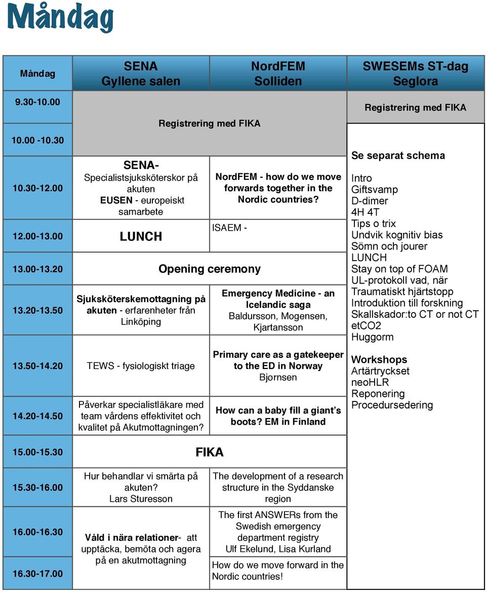 50-14.20 TEWS - fysiologiskt triage 14.20-14.50 Påverkar specialistläkare med team vårdens effektivitet och kvalitet på Akutmottagningen?