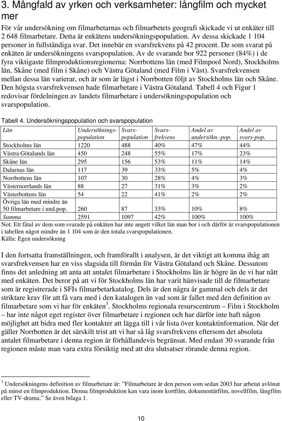 De som svarat på enkäten är undersökningens svarspopulation.