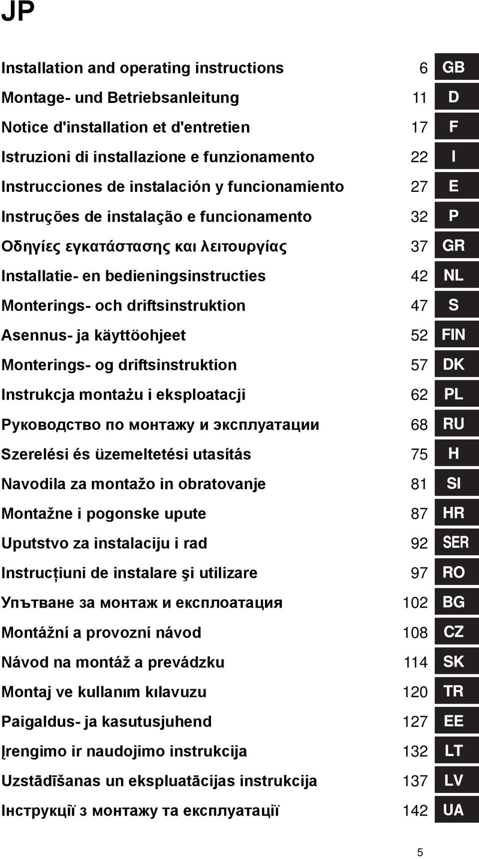 käyttöohjeet 52 Monterings- og driftsinstruktion 57 Instrukcja montażu i eksploatacji 62 Руководство по монтажу и эксплуатации 68 Szerelési és üzemeltetési utasítás 75 Navodila za montažo in