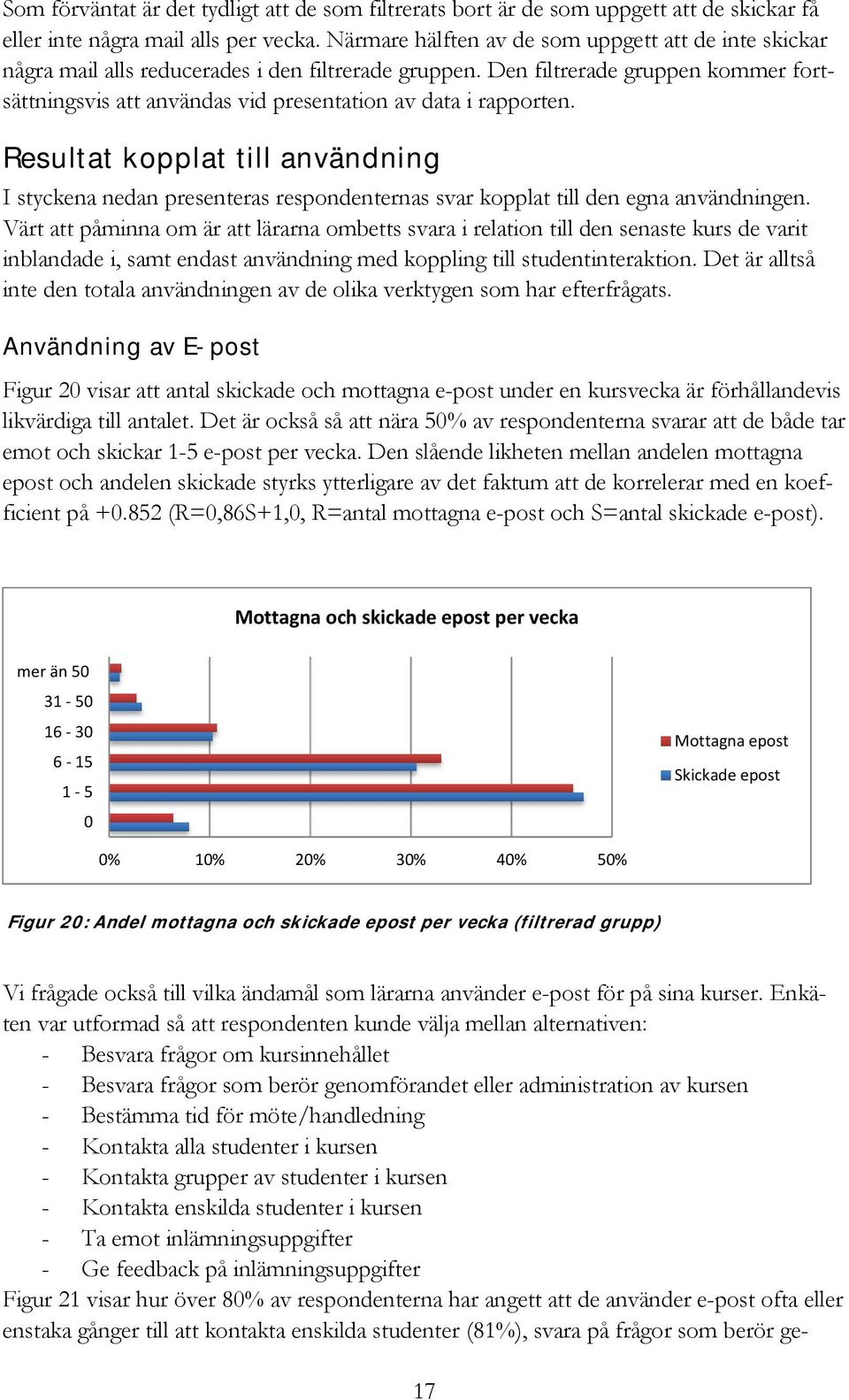 Den filtrerade gruppen kommer fortsättningsvis att användas vid presentation av data i rapporten.