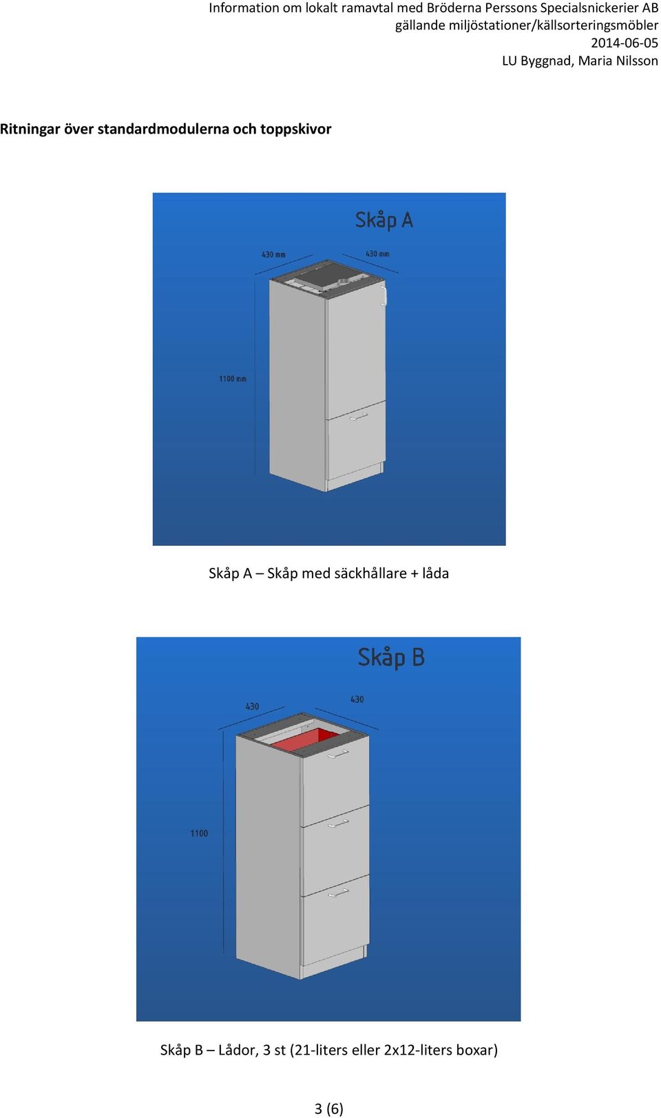 säckhållare + låda Skåp B Lådor, 3