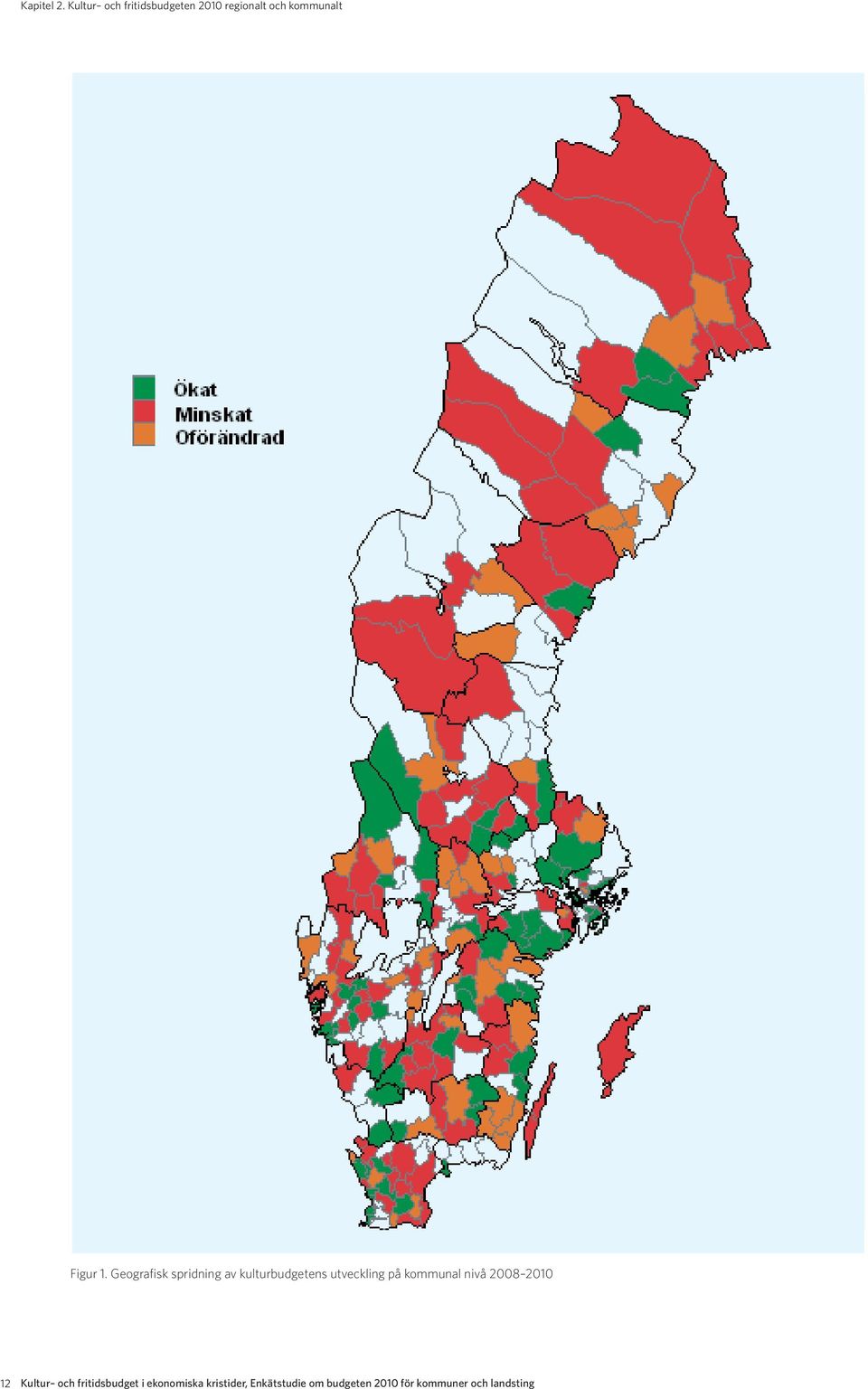 Geografisk spridning av kulturbudgetens utveckling på kommunal