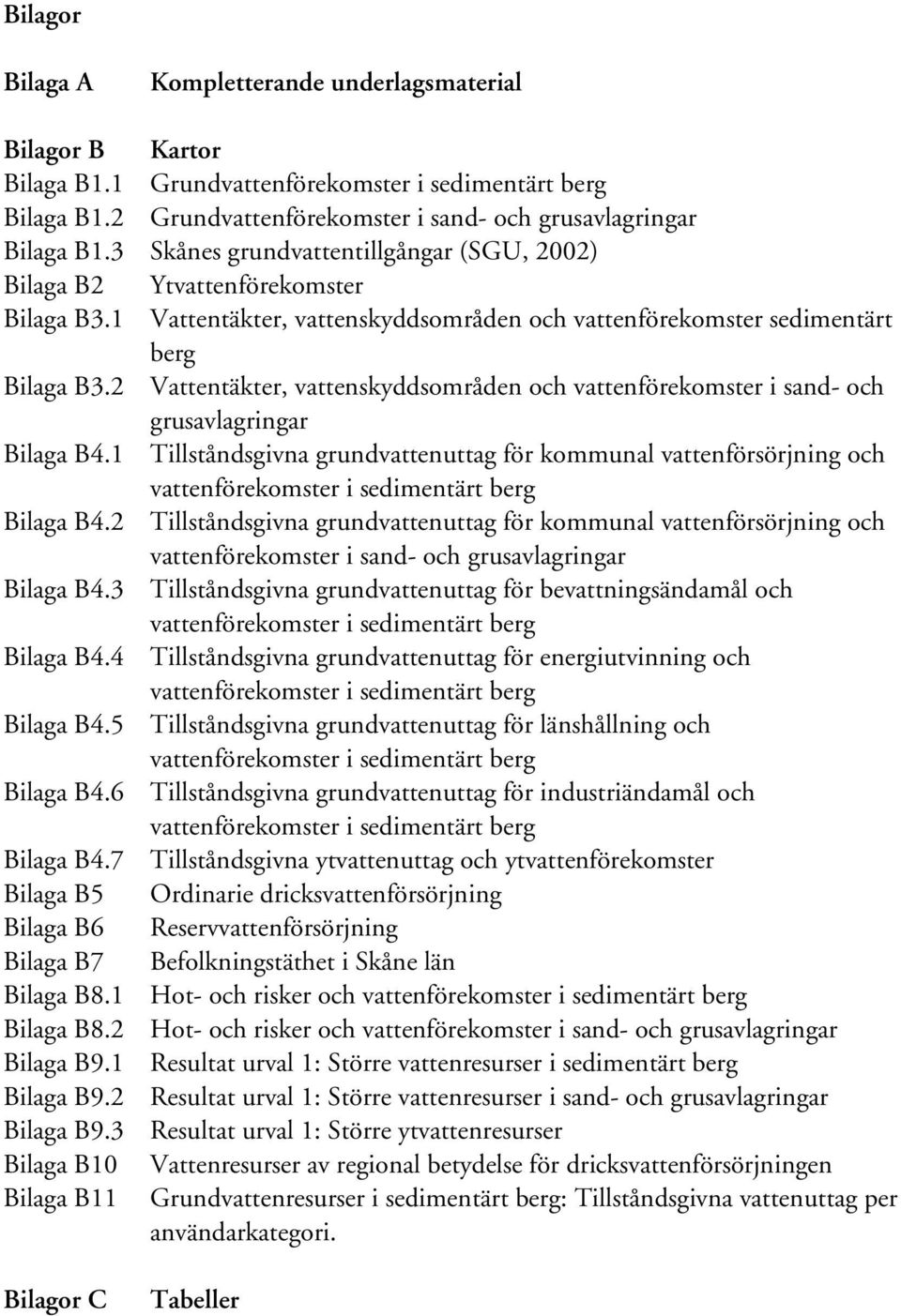 2 Vattentäkter, vattenskyddsområden och vattenförekomster i sand- och grusavlagringar Bilaga B4.