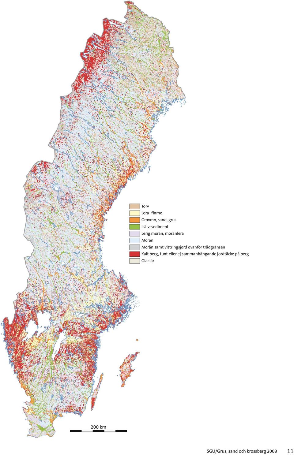 trädgränsen Kalt berg, tunt eller ej sammanhängande