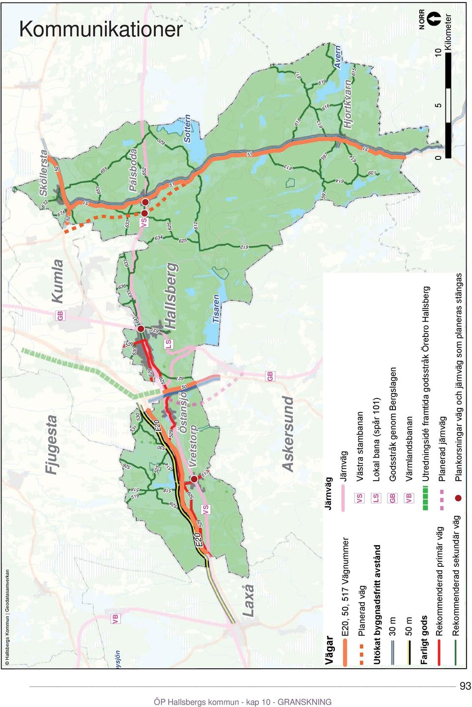 järnväg som planeras stängas Sköllersta Pålsboda Sottern Hjortkvarn Avern NOR 0 5 10 Kilometer Kommunikationer [ R 615 617 619 616 618 617 620 51 597 614 51 52 655 613 601 51 614 653 597 672 51 674