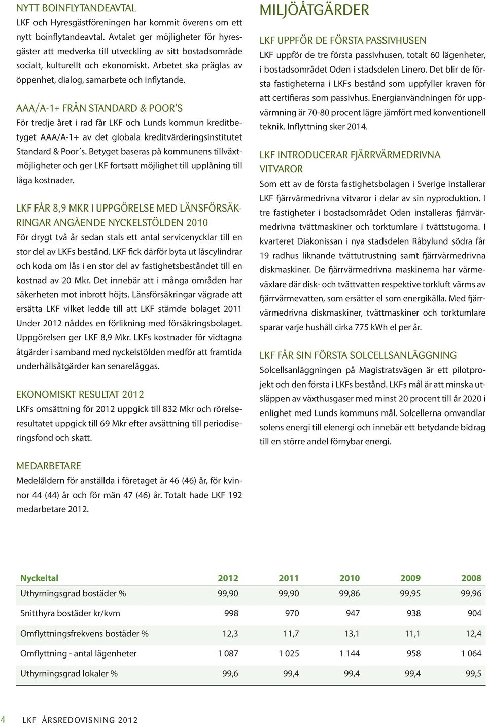 AAA/A-1+ FRÅN STANDARD & POOR S För tredje året i rad får LKF och Lunds kommun kreditbetyget AAA/A-1+ av det globala kreditvärderingsinstitutet Standard & Poor s.