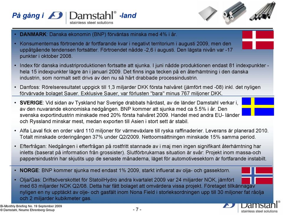 Den lägsta nivån var -17 punkter i oktober 2008. Index för danska industriproduktionen fortsatte att sjunka.