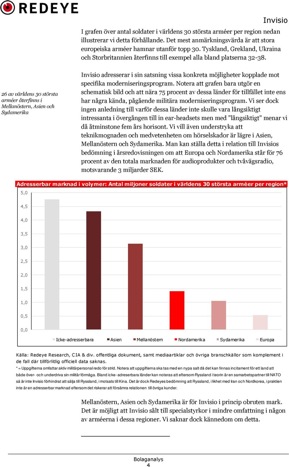 26 av världens 30 största arméer återfinns i Mellanöstern, Asien och Sydamerika adresserar i sin satsning vissa konkreta möjligheter kopplade mot specifika moderniseringsprogram.