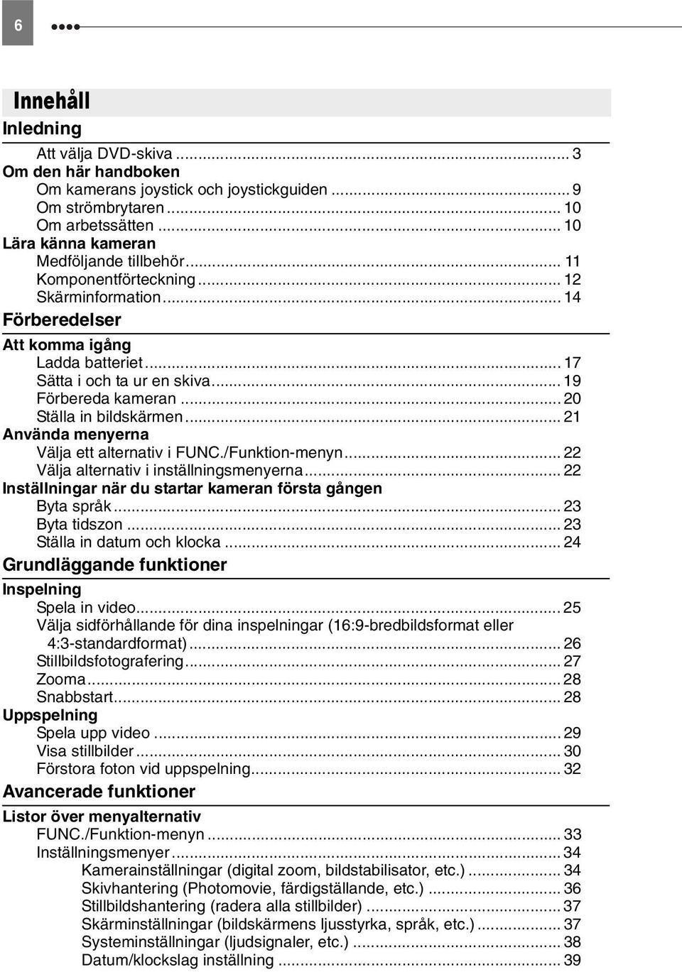 .. 21 Använda menyerna Välja ett alternativ i /Funktion-menyn... 22 Välja alternativ i inställningsmenyerna... 22 Inställningar när du startar kameran första gången Byta språk... 23 Byta tidszon.