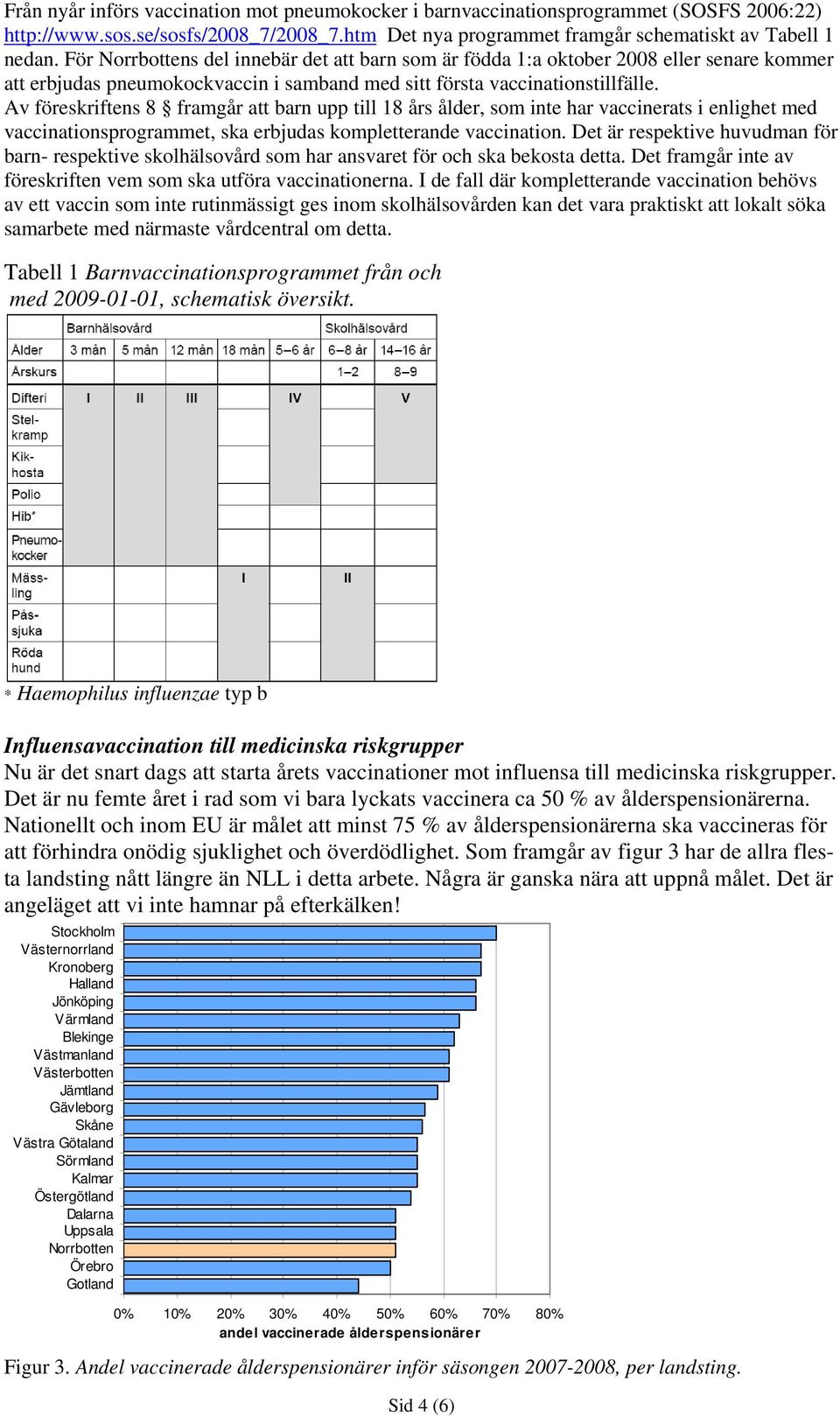 Av föreskriftens 8 framgår att barn upp till 18 års ålder, som inte har vaccinerats i enlighet med vaccinationsprogrammet, ska erbjudas kompletterande vaccination.