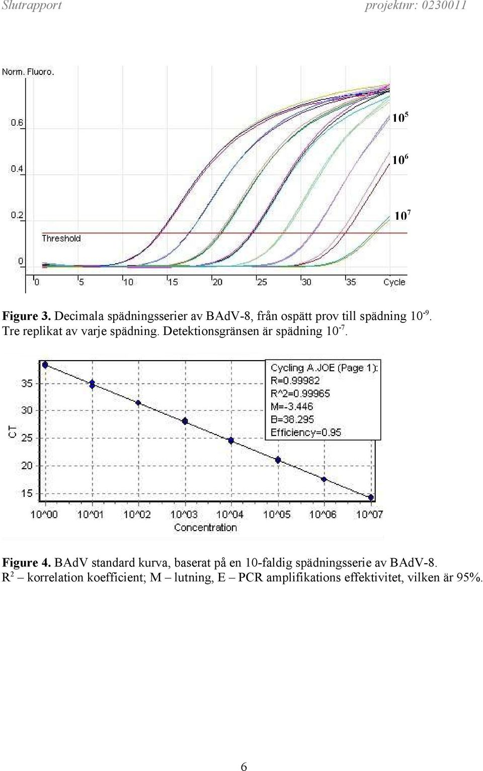 Tre replikat av varje spädning. Detektionsgränsen är spädning 10-7. Figure 4.