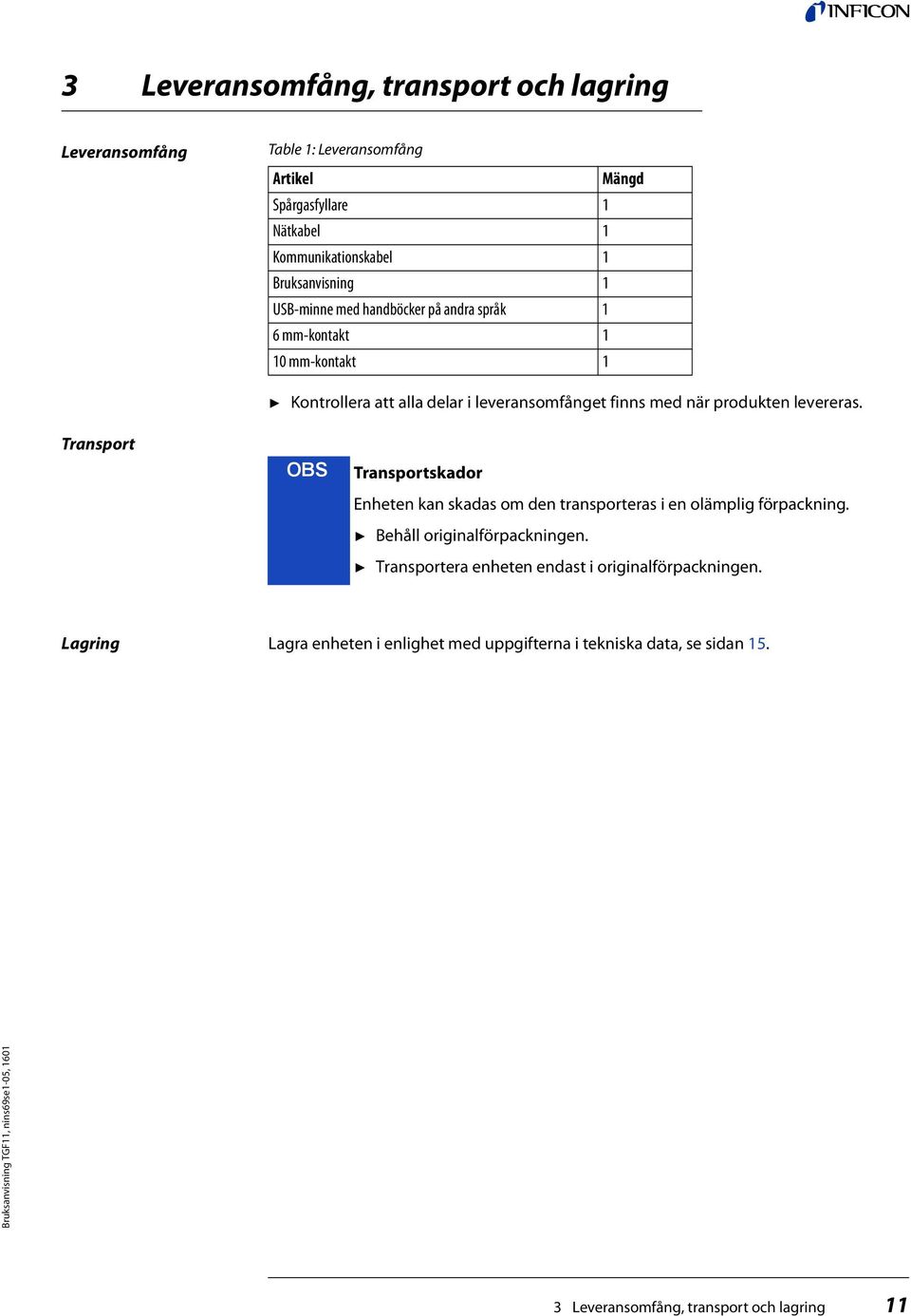 produkten levereras. Transport OBS Transportskador Enheten kan skadas om den transporteras i en olämplig förpackning. Behåll originalförpackningen.