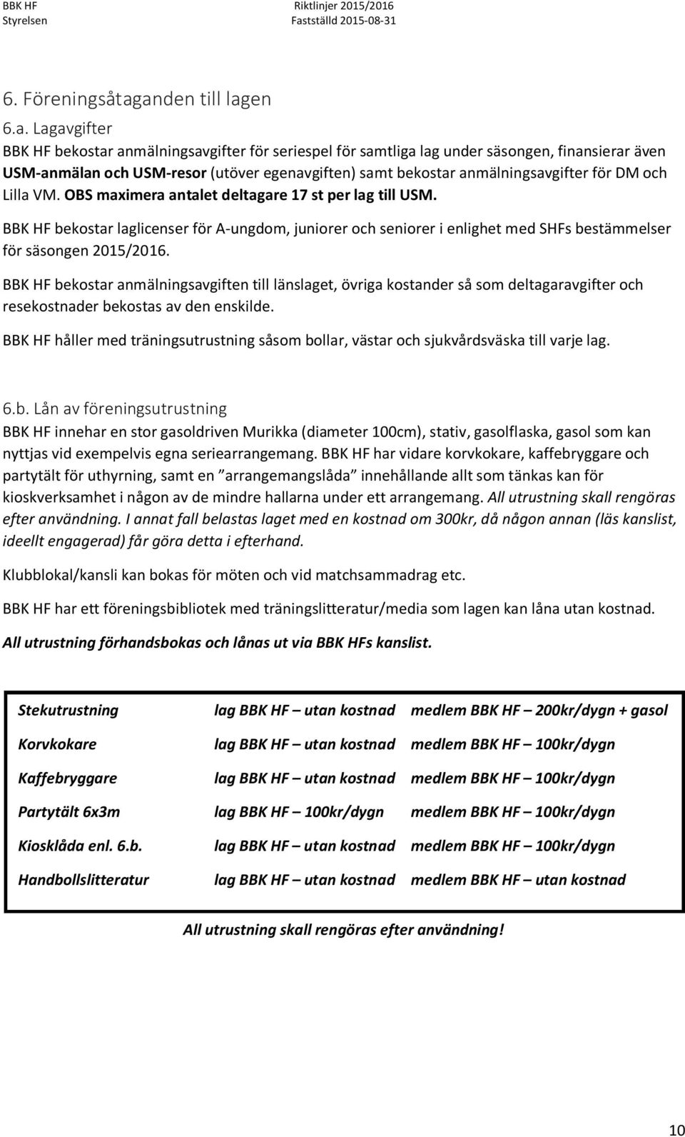 anmälningsavgifter för DM och Lilla VM. OBS maximera antalet deltagare 17 st per lag till USM.