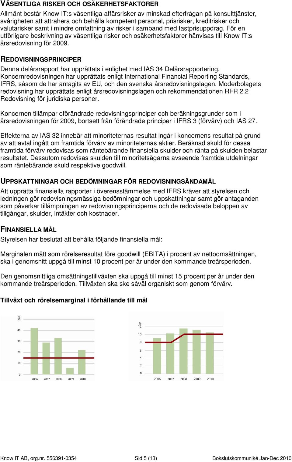 För en utförligare beskrivning av väsentliga risker och osäkerhetsfaktorer hänvisas till Know IT:s årsredovisning för 2009.