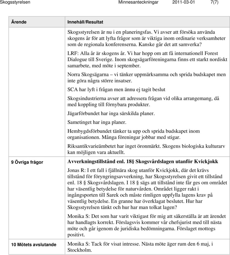 Vi har hopp om att få internationell Foret Dialogue till Sverige. Inom kogägarföreningarna finn ett tarkt nordikt amarbete, med möte i eptember.