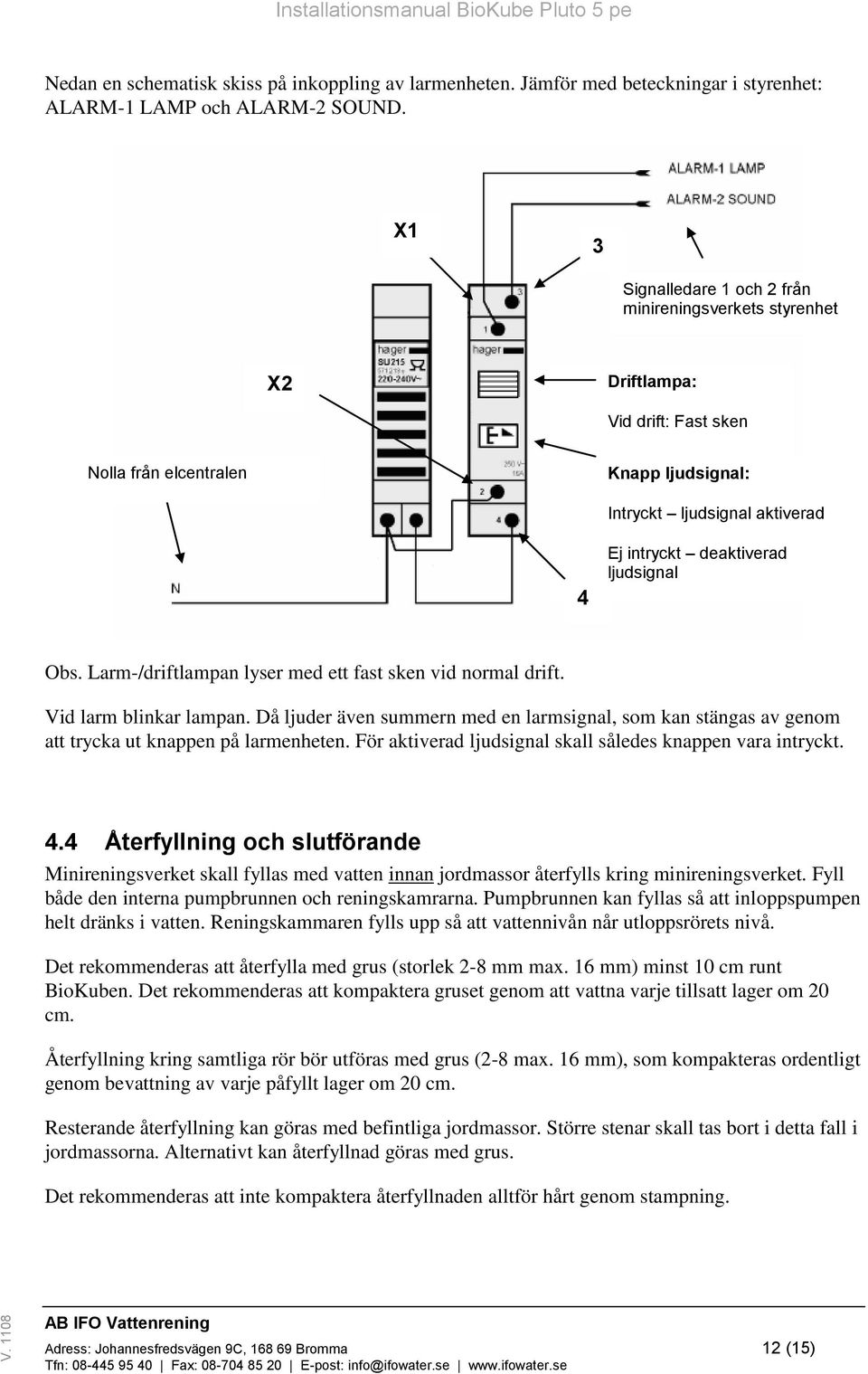 intryckt deaktiverad ljudsignal Obs. Larm-/driftlampan lyser med ett fast sken vid normal drift. Vid larm blinkar lampan.