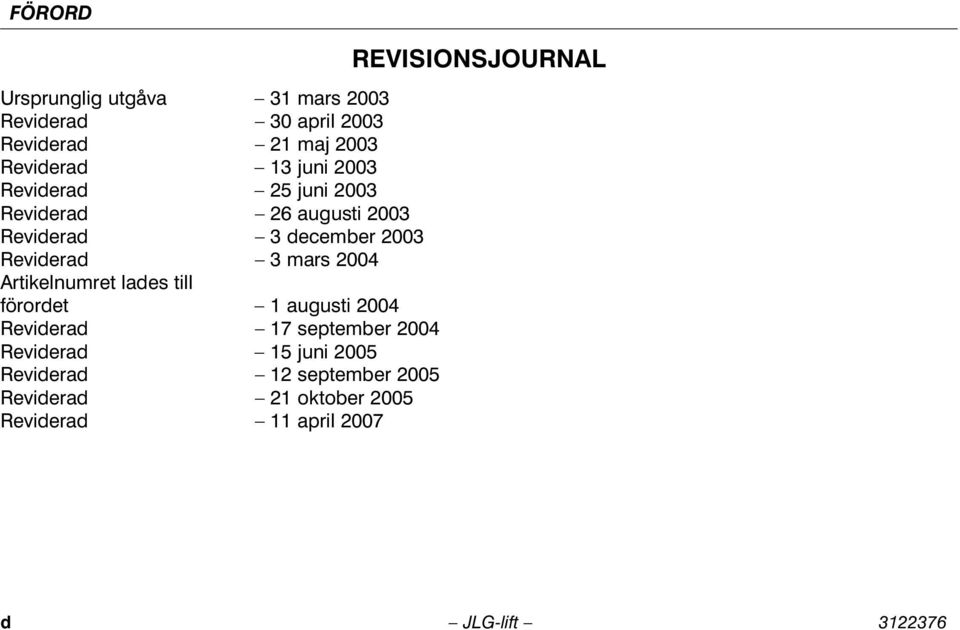 Artikelnumret lades till förordet 1 augusti 2004 Reviderad 17 september 2004 Reviderad 15 juni 2005