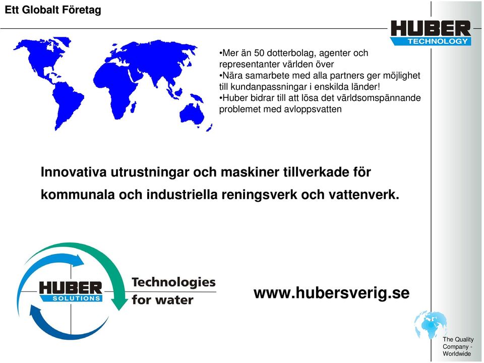 Huber bidrar till att lösa det världsomspännande problemet med avloppsvatten Innovativa