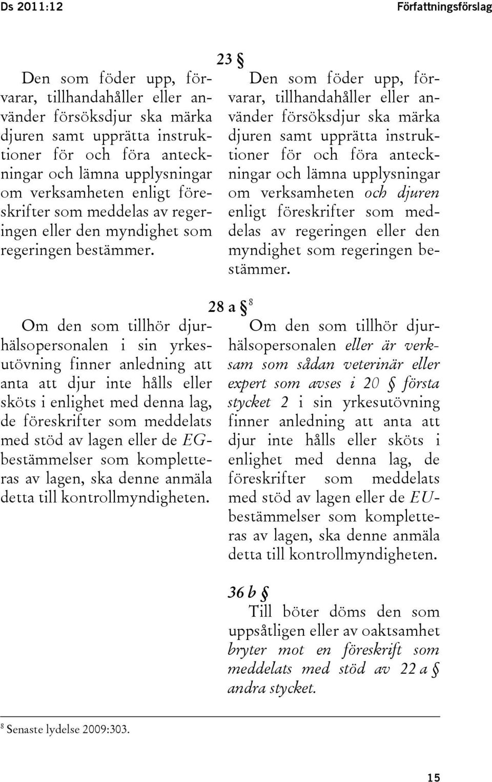 Om den som tillhör djurhälsopersonalen i sin yrkesutövning finner anledning att anta att djur inte hålls eller sköts i enlighet med denna lag, de föreskrifter som meddelats med stöd av lagen eller de