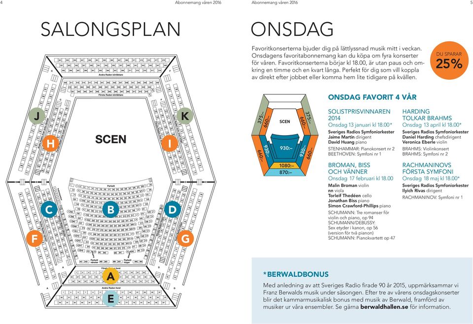 Perfekt för dig som vill koppla av direkt efter jobbet eller komma hem lite tidigare på kvällen. ONSDAG FAVORIT 4 VÅR J K SOLISTPRISVINNAREN 2014 Onsdag 13 januari kl 18.