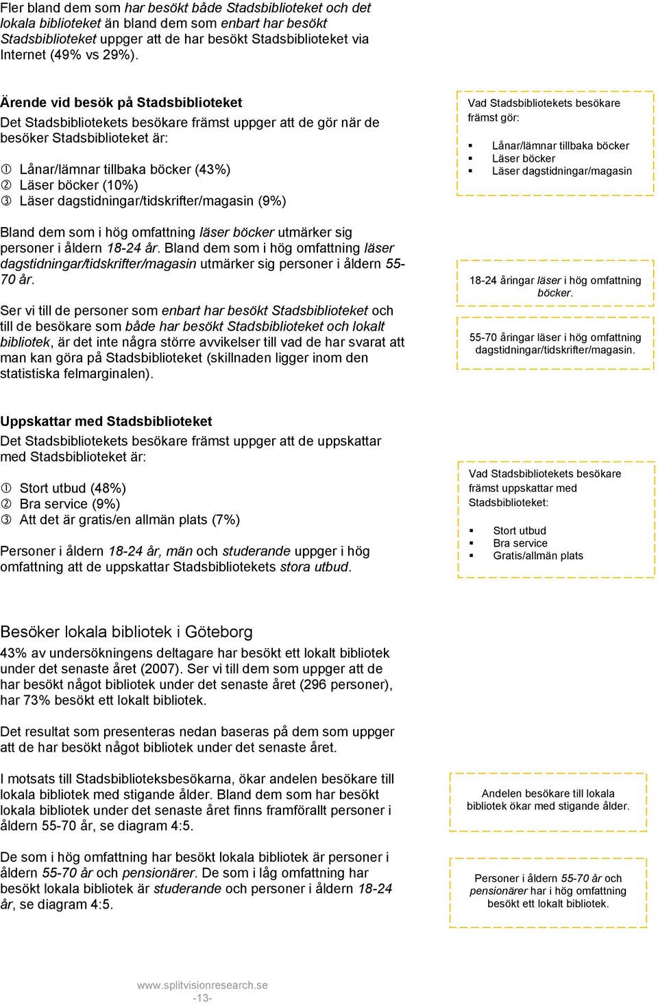 dagstidningar/tidskrifter/magasin (9%) Bland dem som i hög omfattning läser böcker utmärker sig personer i åldern 18-24 år.