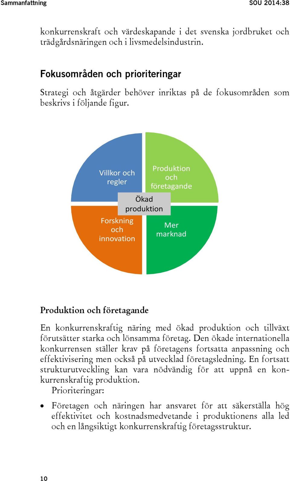 Villkor och regler Forskning och innovation Ökad produktion Produktion och företagande Mer marknad Produktion och företagande En konkurrenskraftig näring med ökad produktion och tillväxt förutsätter