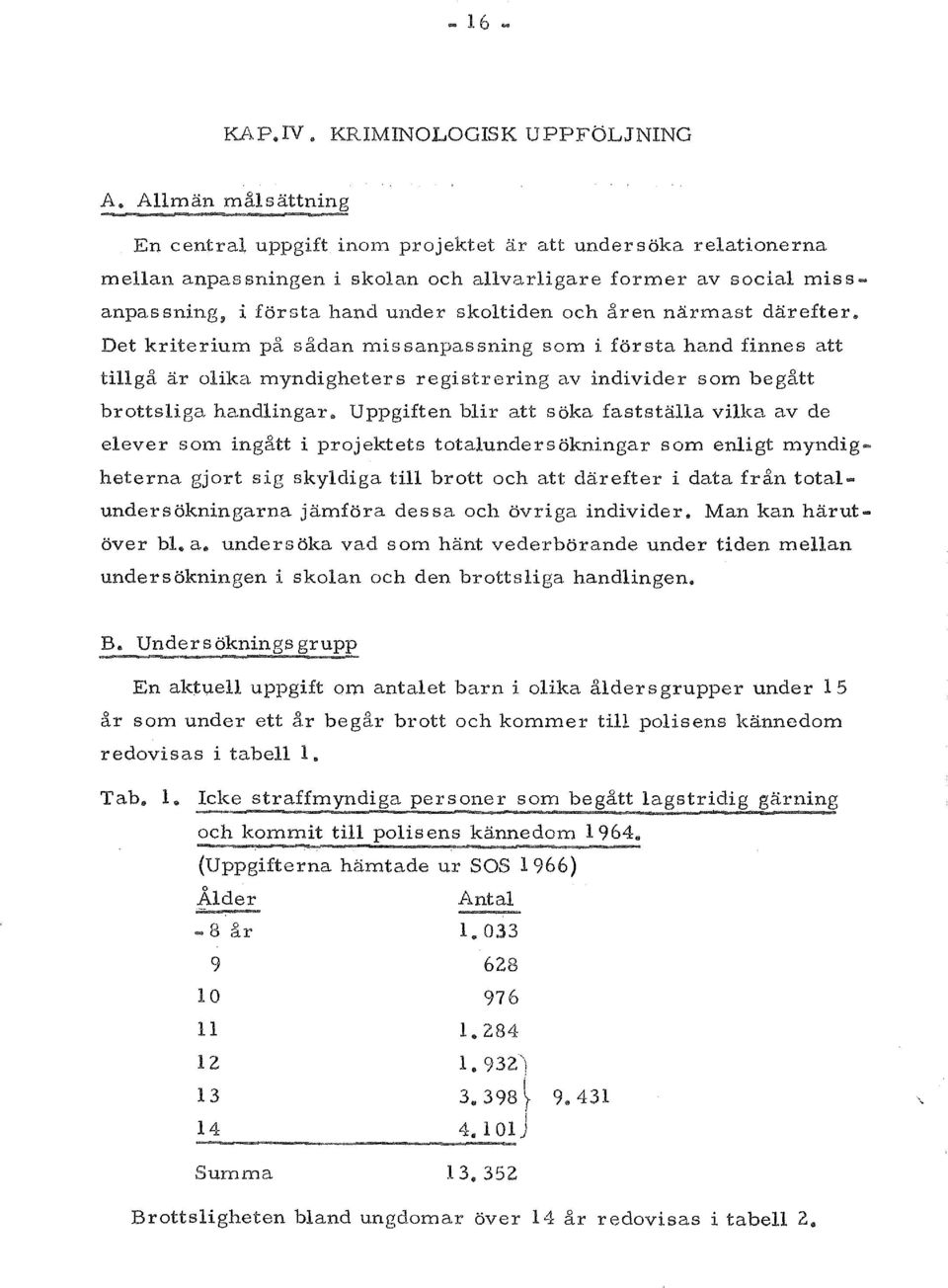 skoltiden och aren narmast darefter. Det kriterium pa sadan n1issanpassning som i forsta hand finnes att tillga ar olika myndigheters registrering av individer som begatt brottsliga handlingar.