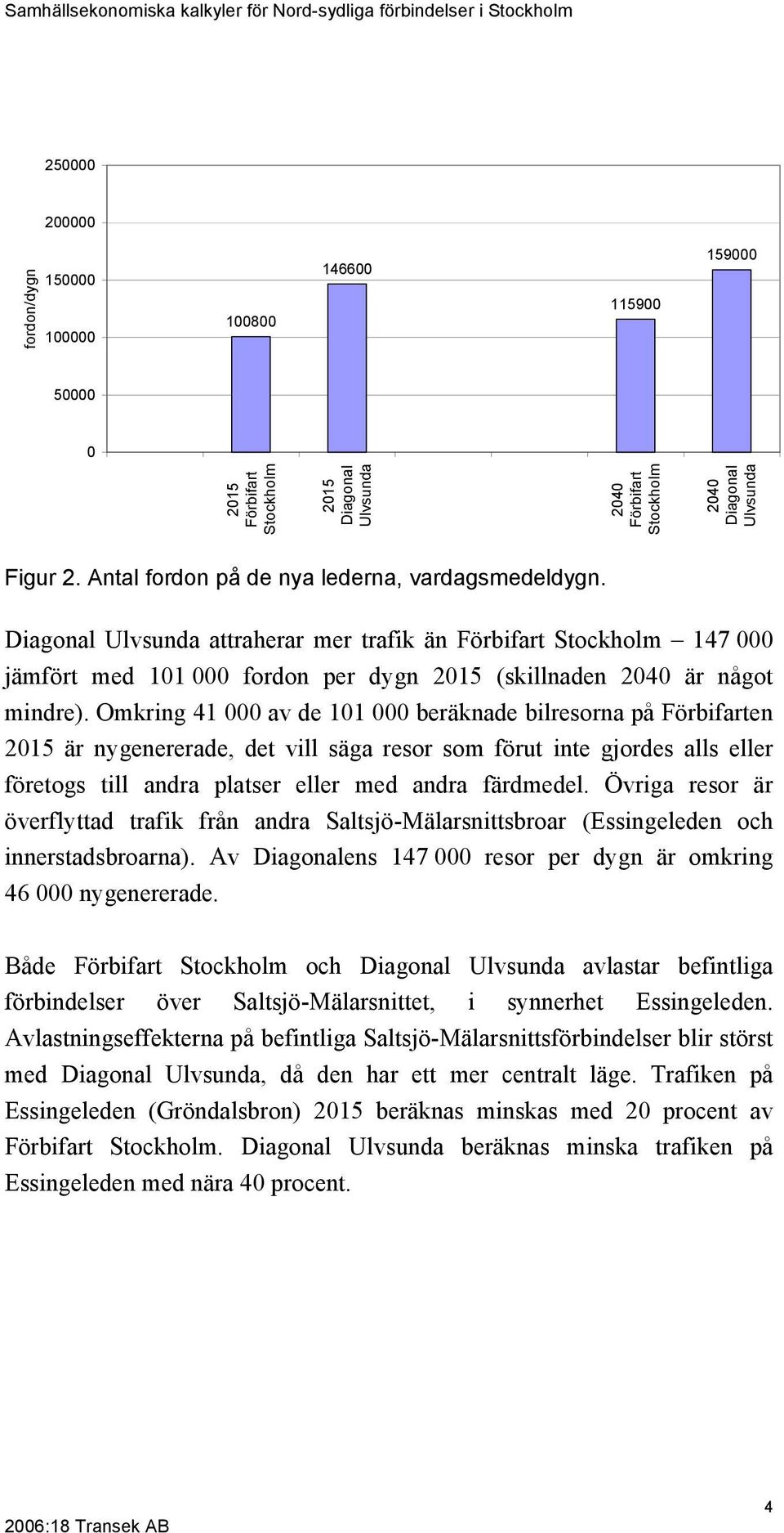 Omkring 41 000 av de 101 000 beräknade bilresorna på Förbifarten 2015 är nygenererade, det vill säga resor som förut inte gjordes alls eller företogs till andra platser eller med andra färdmedel.