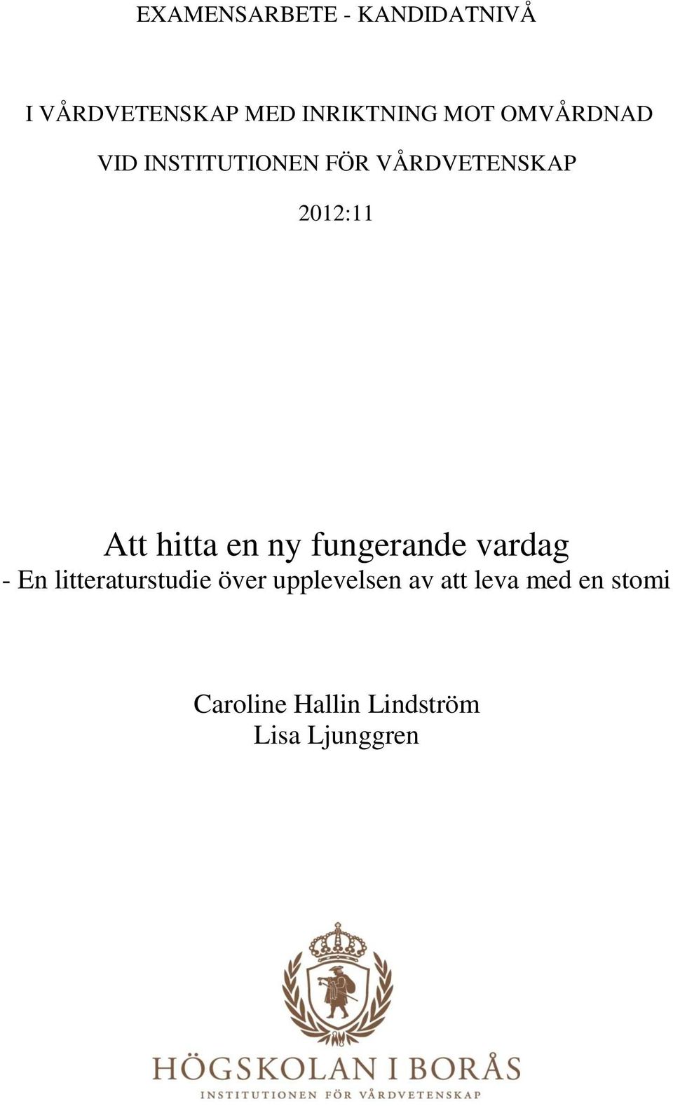 en ny fungerande vardag - En litteraturstudie över upplevelsen