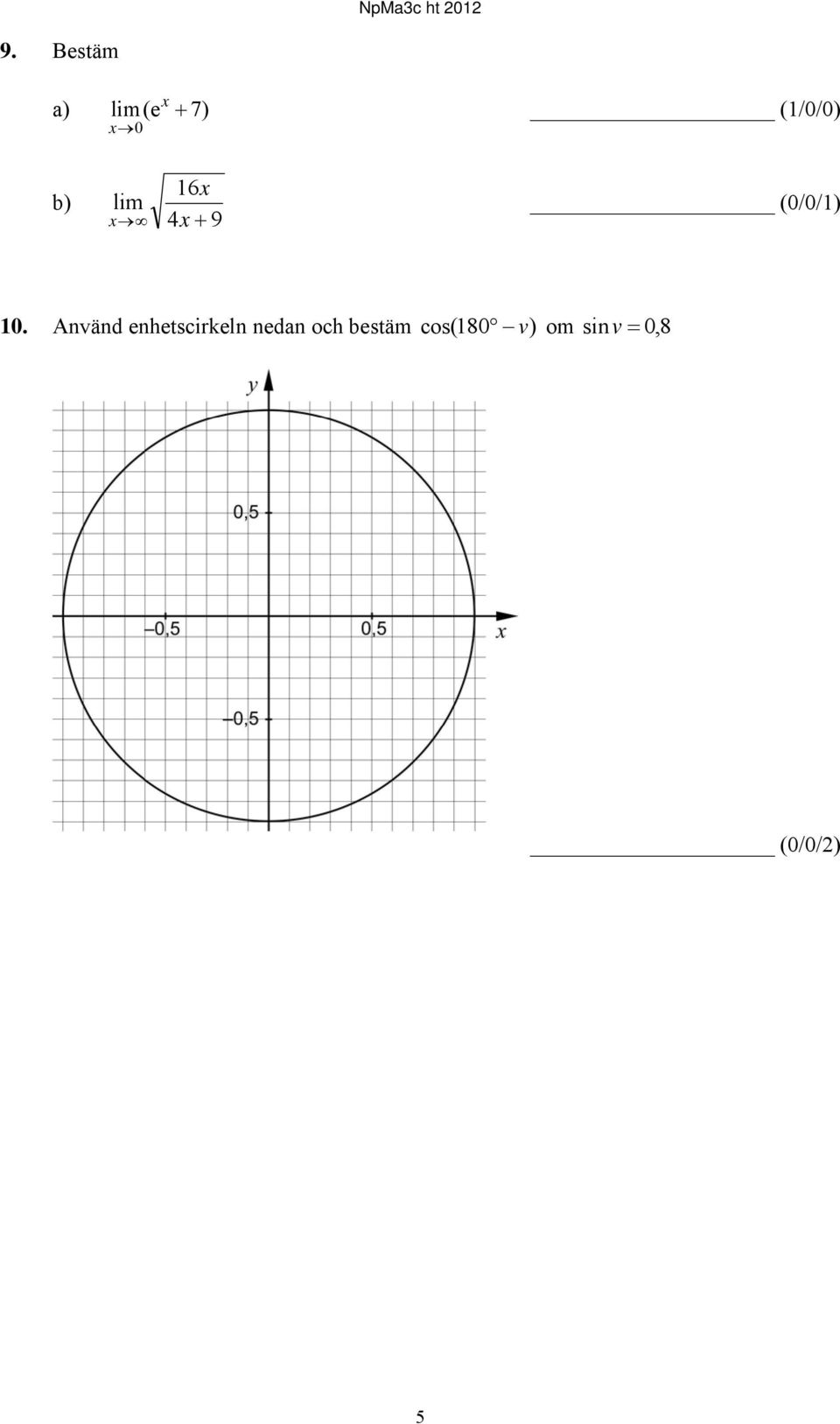 10. Använd enhetscirkeln nedan och