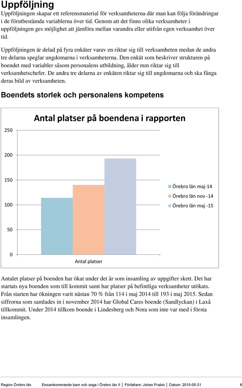 Uppföljningen är delad på fyra enkäter varav en riktar sig till verksamheten medan de andra tre delarna speglar ungdomarna i verksamheterna.