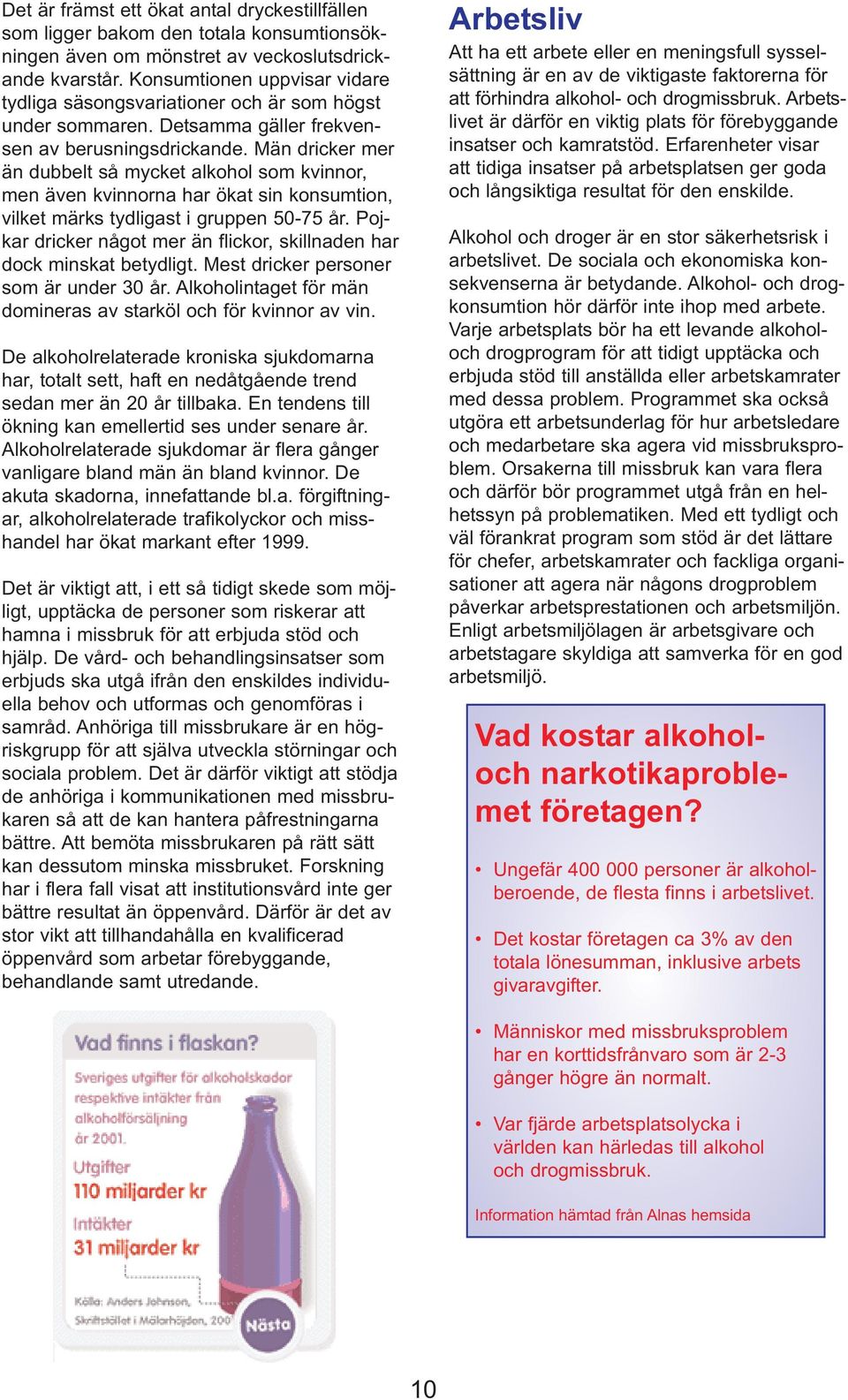 Män dricker mer än dubbelt så mycket alkohol som kvinnor, men även kvinnorna har ökat sin konsumtion, vilket märks tydligast i gruppen 50-75 år.