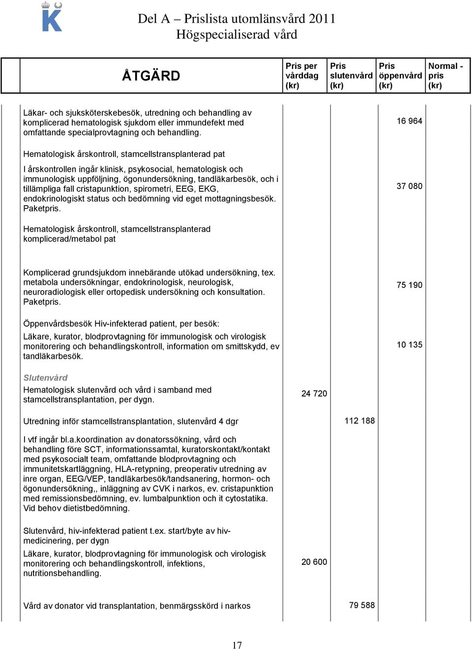 fall cristapunktion, spirometri, EEG, EKG, endokrinologiskt status och bedömning vid eget mottagningsbesök. Paket.