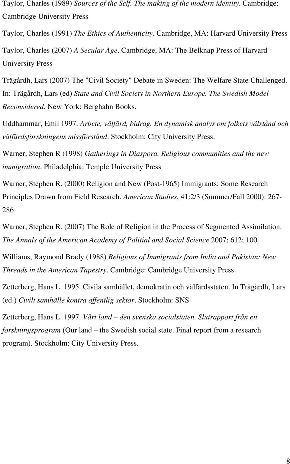 Cambridge, MA: The Belknap Press of Harvard University Press Trägårdh, Lars (2007) The "Civil Society" Debate in Sweden: The Welfare State Challenged.