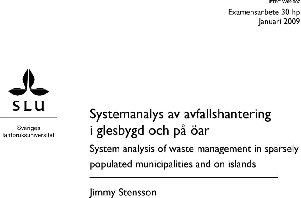 öar System analysis of waste management in