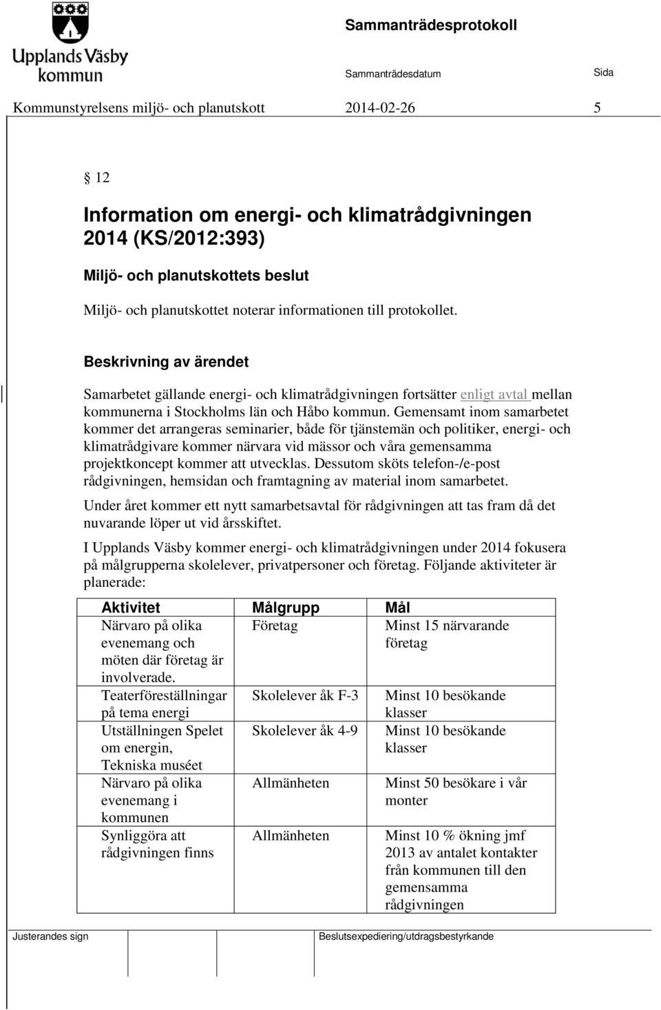 Gemensamt inom samarbetet kommer det arrangeras seminarier, både för tjänstemän och politiker, energi- och klimatrådgivare kommer närvara vid mässor och våra gemensamma projektkoncept kommer att